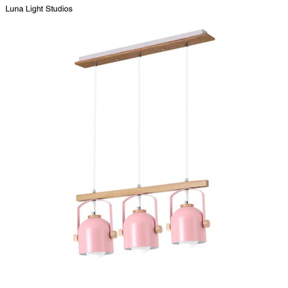 DecorBites™ Nordic Dome Island Light: 3/4-Light Wood Chandelier with Metal Shade