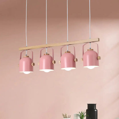 DecorBites™ Nordic Dome Island Light: 3/4-Light Wood Chandelier with Metal Shade