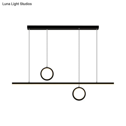 DecorBites™ Nordic Dual Ring LED Acrylic Island Pendant Light in Black for Dining Room