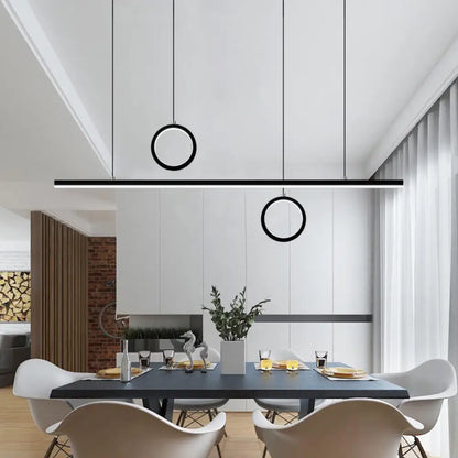 DecorBites™ Nordic Dual Ring LED Acrylic Island Pendant Light in Black for Dining Room