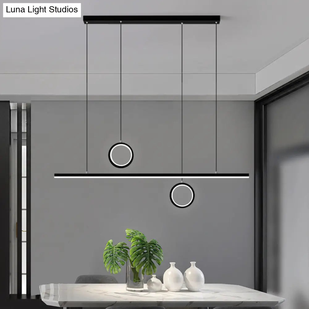 DecorBites™ Nordic Dual Ring LED Acrylic Island Pendant Light in Black for Dining Room