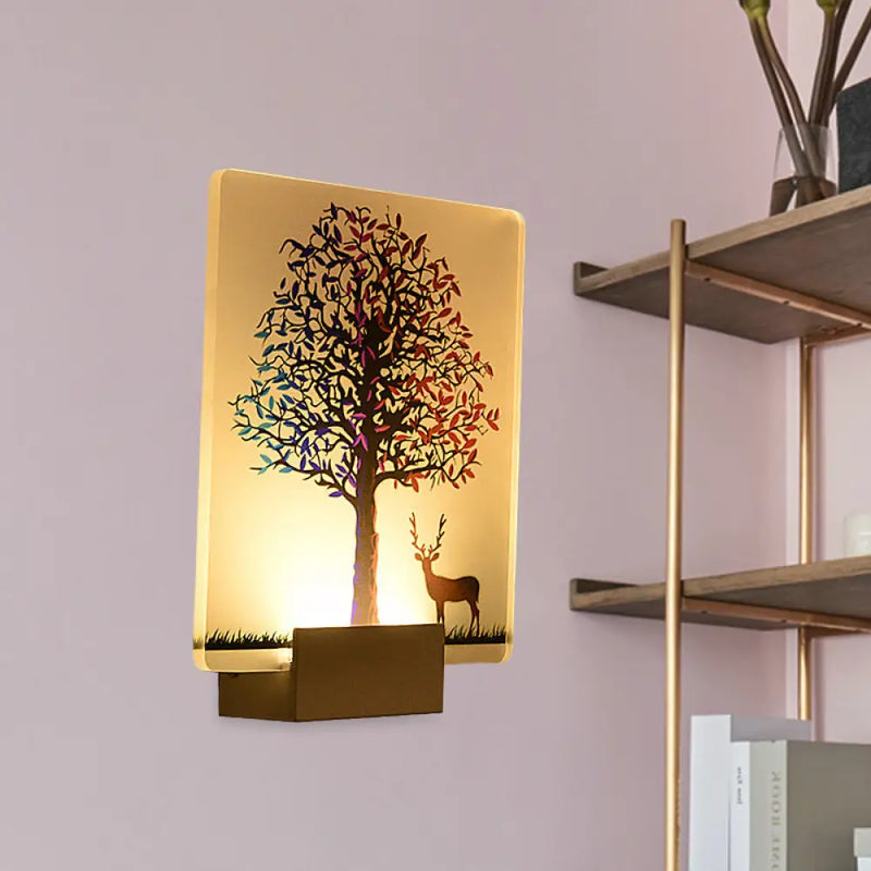 DecorBites™ Nordic Elk/Tree LED Wall Sconce in White for Living Room