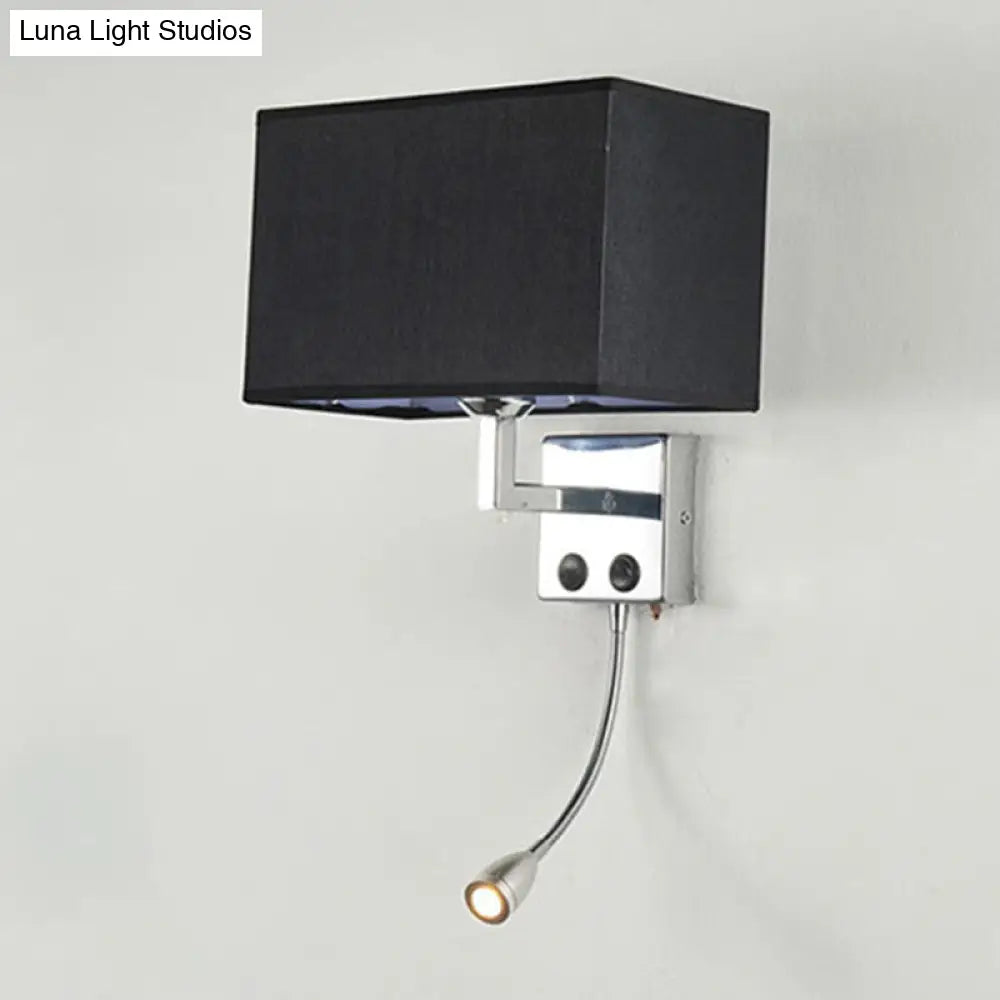DecorBites™ Nordic Fabric Bedroom Spotlight Wall Lamp in Black/White with Rectangle Design