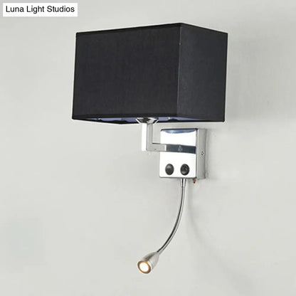 DecorBites™ Nordic Fabric Bedroom Spotlight Wall Lamp in Black/White with Rectangle Design