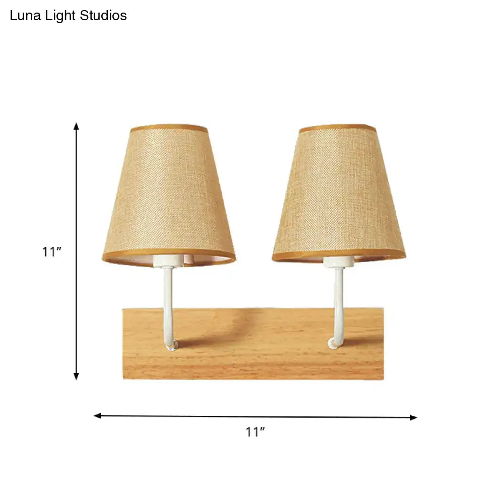 Nordic flaxen and wood bedroom wall sconce led incandescent light