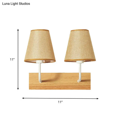 Nordic flaxen and wood bedroom wall sconce led incandescent light