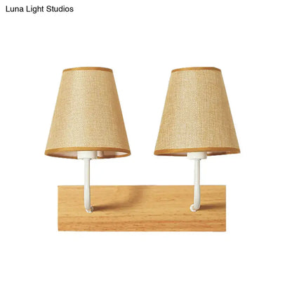 Nordic flaxen and wood bedroom wall sconce led incandescent light