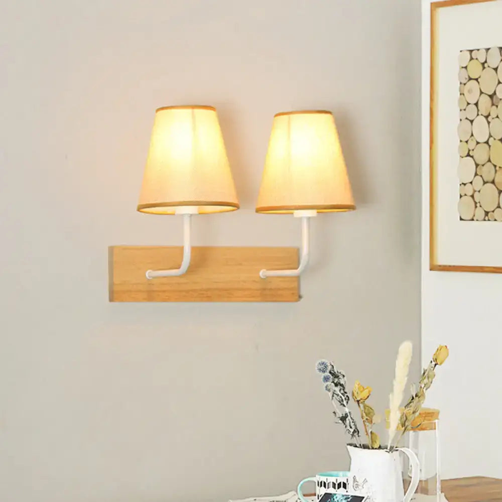 Nordic flaxen and wood bedroom wall sconce led incandescent light
