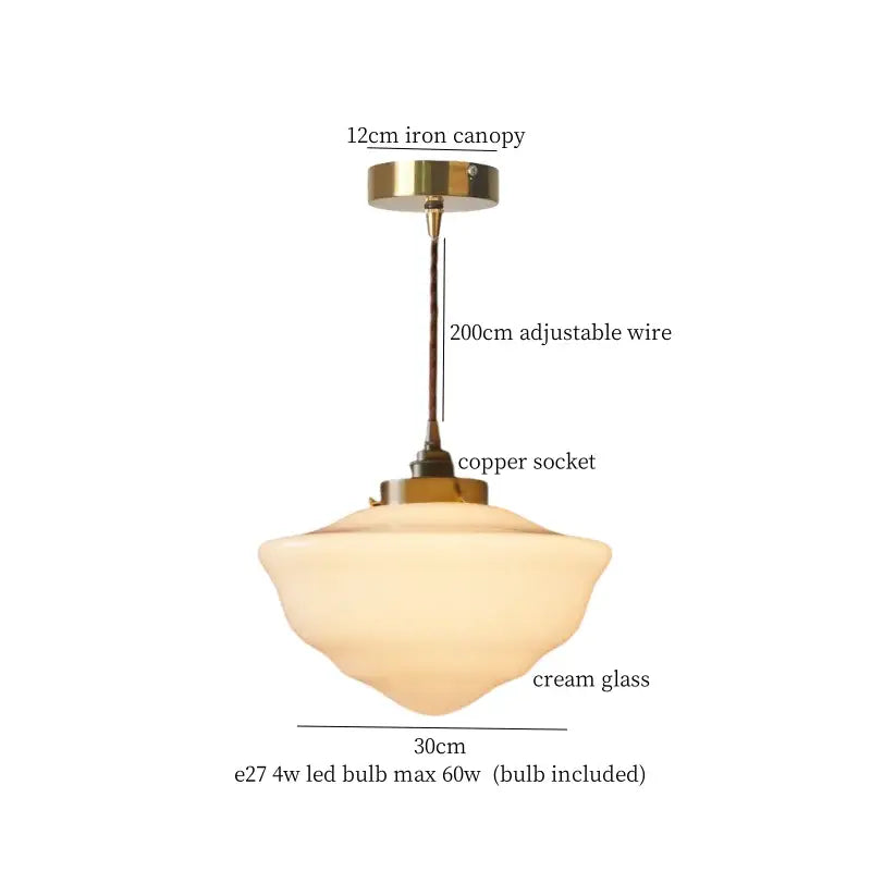 Nordic frosted glass led pendant lamp bedroom brass light