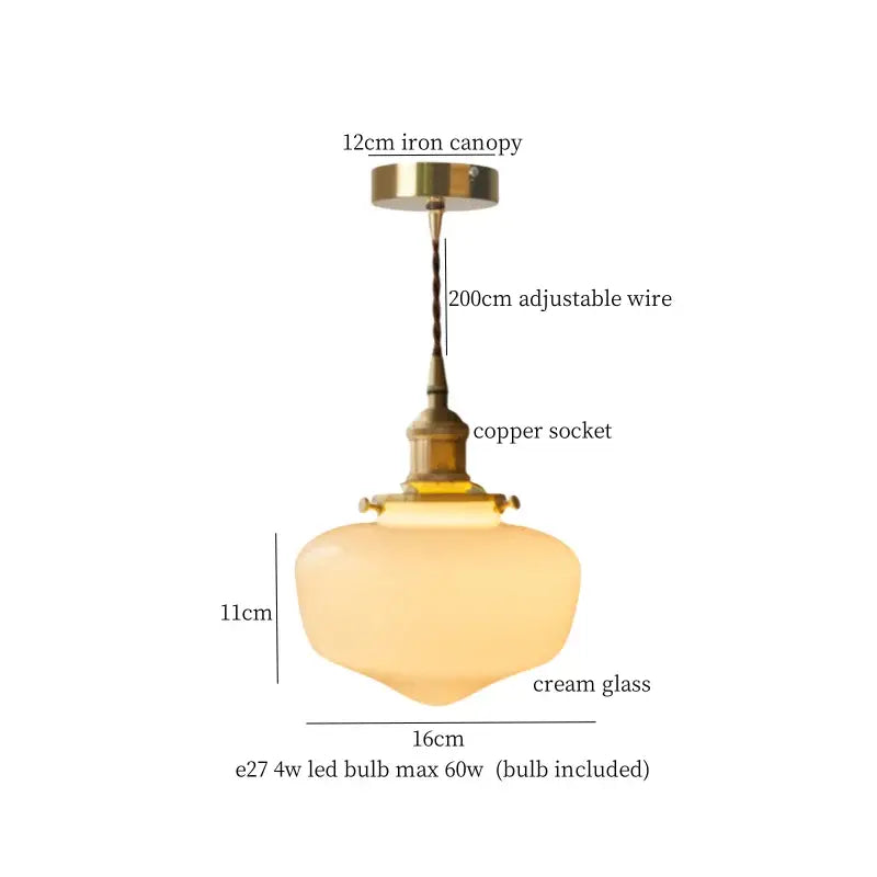 Nordic frosted glass led pendant lamp bedroom brass light