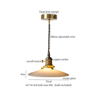 Nordic frosted glass led pendant lamp bedroom brass light