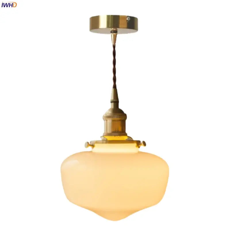 Nordic frosted glass led pendant lamp bedroom brass light