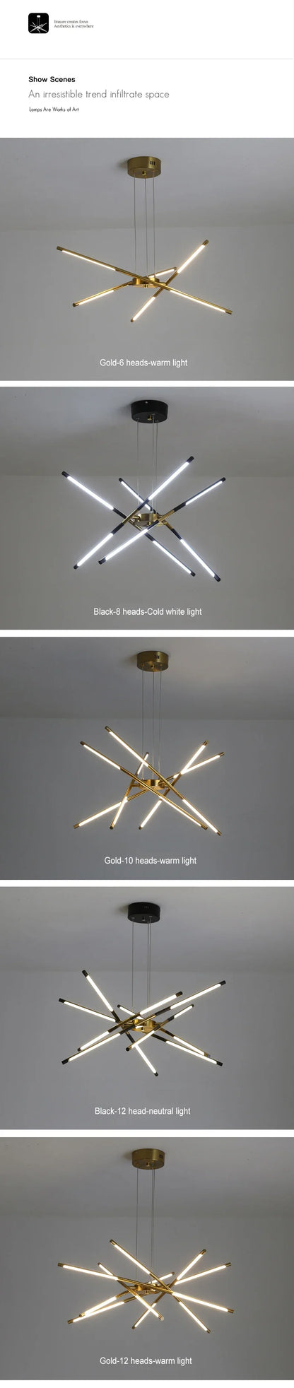 DecorBites™ Nordic Geometry LED Chandelier with Remote Control
