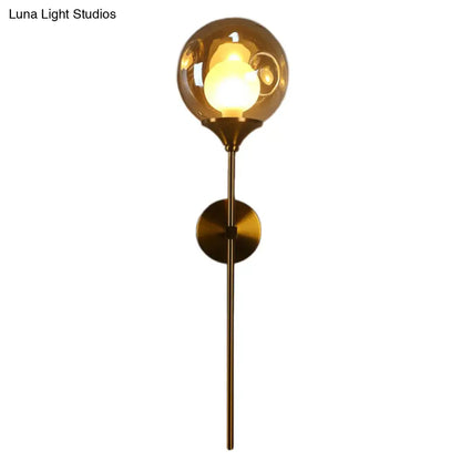DecorBites™ Nordic Glass Wall Light: Ball Shaped Sconce with Brass Pencil Arm