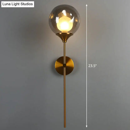 DecorBites™ Nordic Glass Wall Light: Ball Shaped Sconce with Brass Pencil Arm