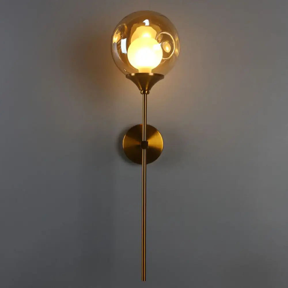 DecorBites™ Nordic Glass Wall Light: Ball Shaped Sconce with Brass Pencil Arm