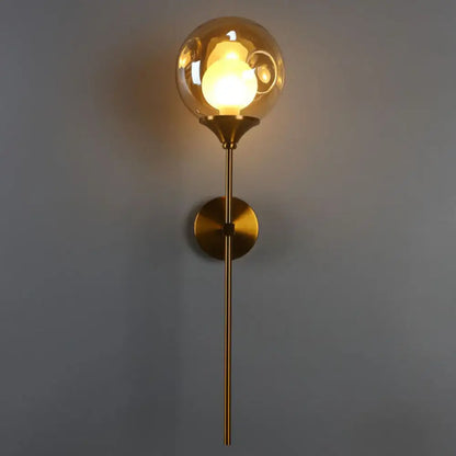 DecorBites™ Nordic Glass Wall Light: Ball Shaped Sconce with Brass Pencil Arm