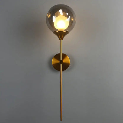 DecorBites™ Nordic Glass Wall Light: Ball Shaped Sconce with Brass Pencil Arm