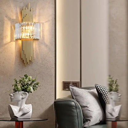 Nordic gold crystal wall sconce light living room crystal wall