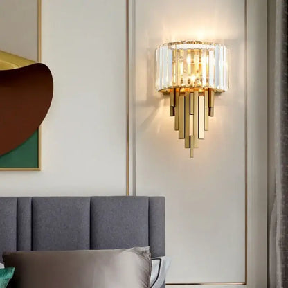 Nordic gold crystal wall sconce light living room crystal wall