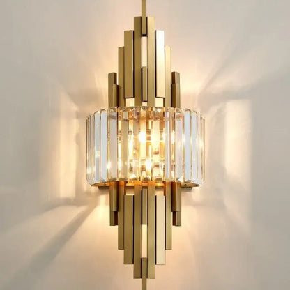 Nordic gold crystal wall sconce light living room crystal wall