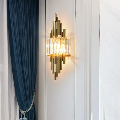 Nordic gold crystal wall sconce light living room crystal wall