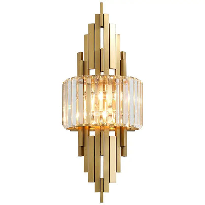 Nordic gold crystal wall sconce light living room crystal wall