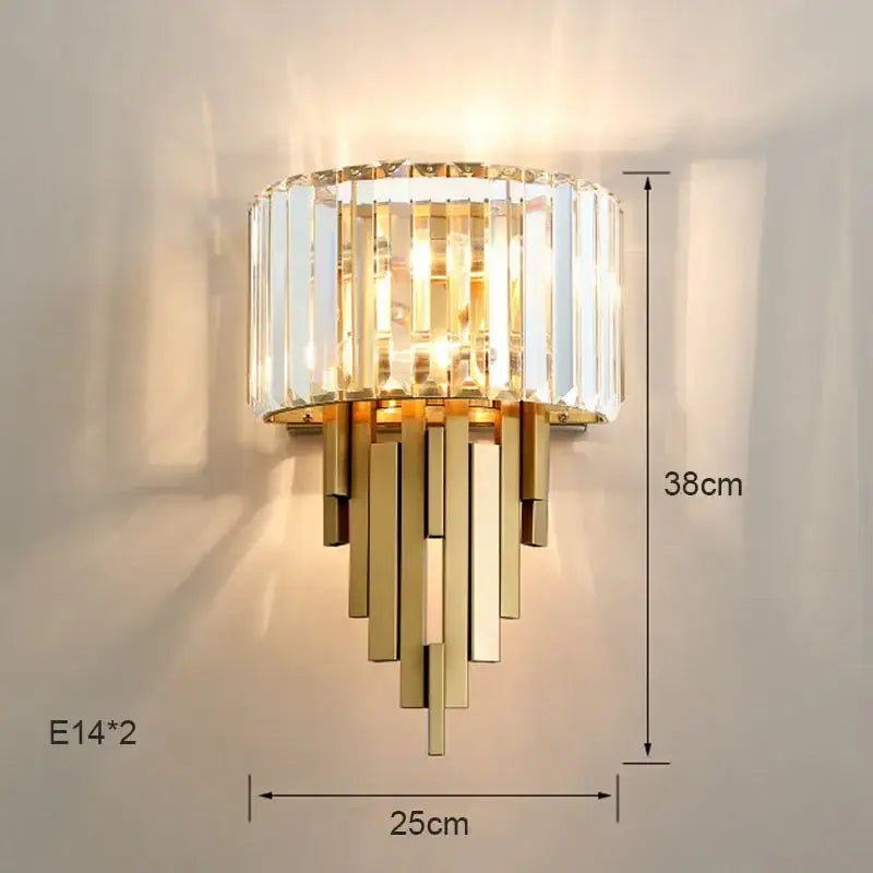 Nordic gold crystal wall sconce light living room crystal wall