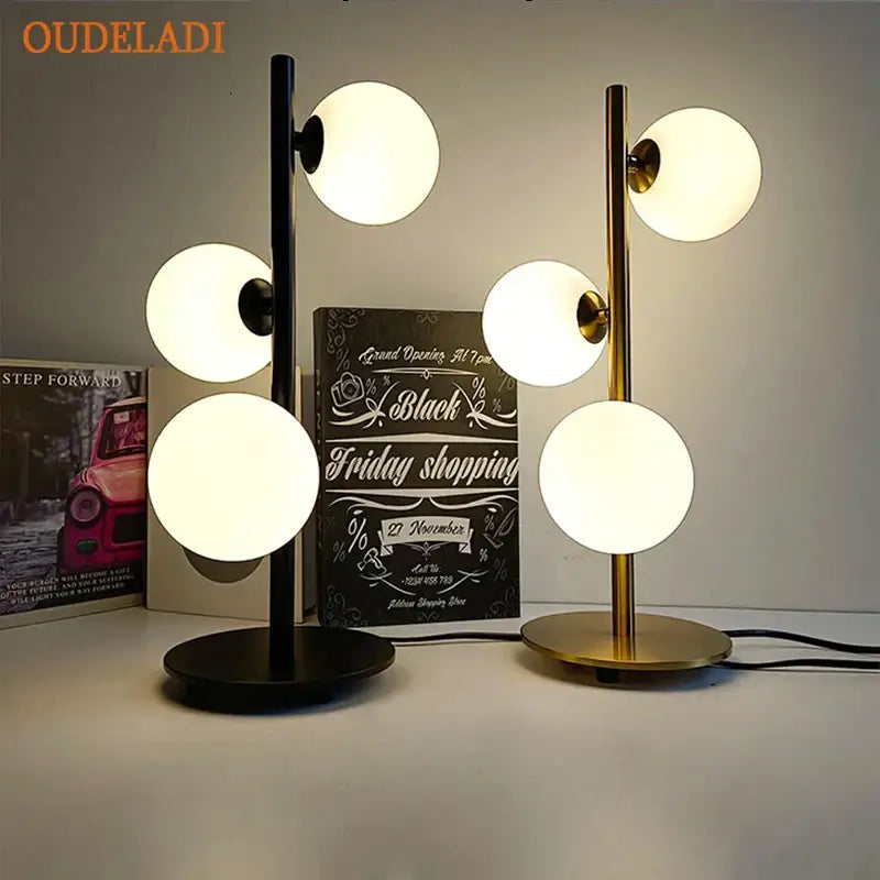 Nordic gold glass ball led table lamp for bedroom