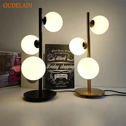 Nordic gold glass ball led table lamp for bedroom