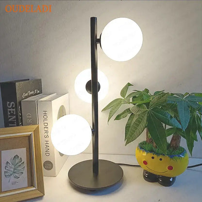 Nordic gold glass ball led table lamp for bedroom