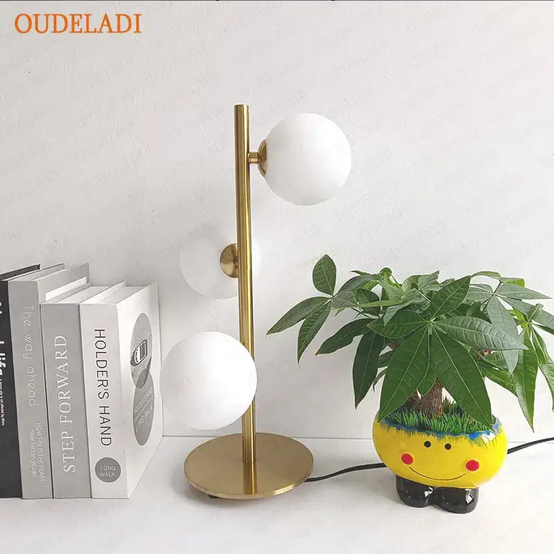 Nordic gold glass ball led table lamp for bedroom