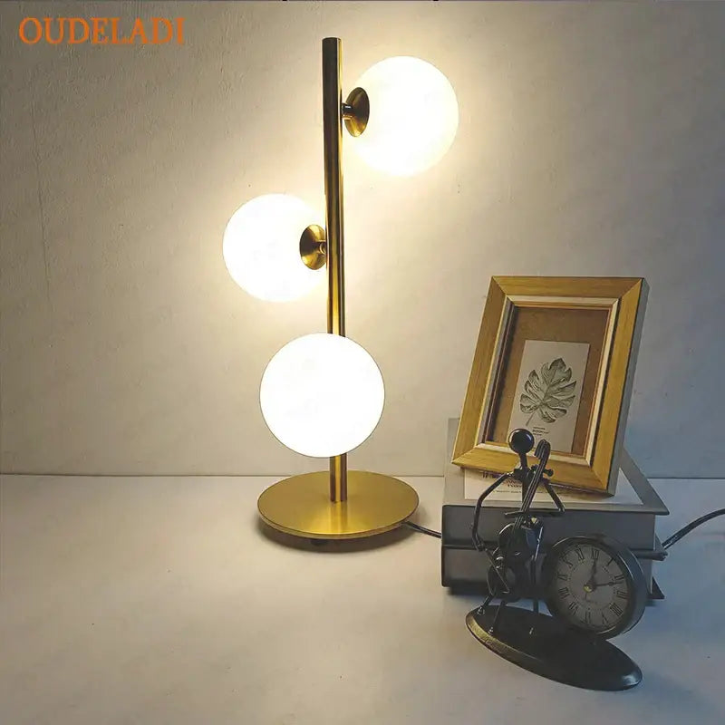 Nordic gold glass ball led table lamp for bedroom