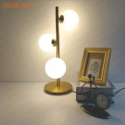 Nordic gold glass ball led table lamp for bedroom
