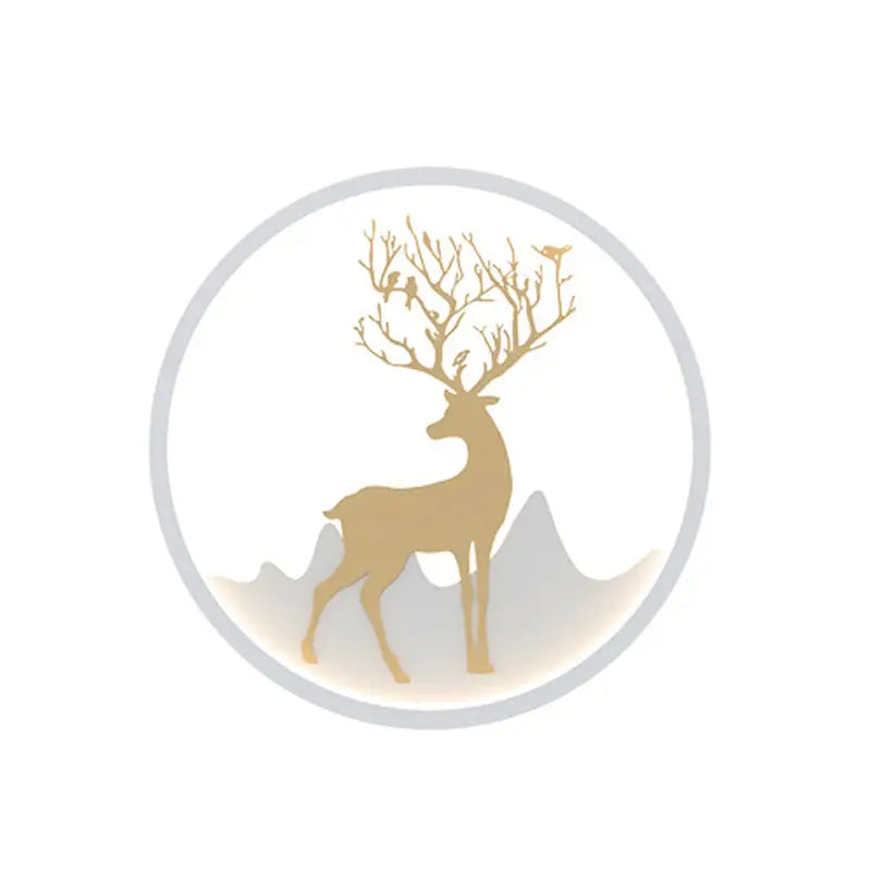Nordic gold deer circle wall lamp – bedroom led fixture included