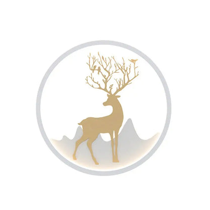 Nordic gold deer circle wall lamp – bedroom led fixture included