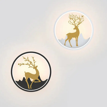 Nordic gold deer circle wall lamp – bedroom led fixture included