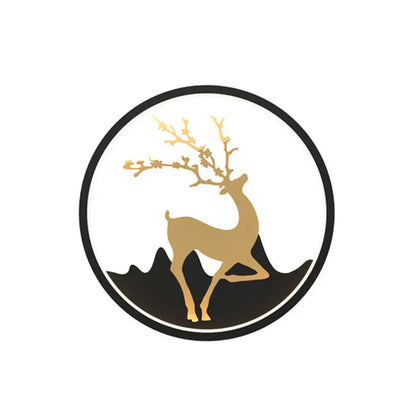 Nordic gold deer circle wall lamp – bedroom led fixture included