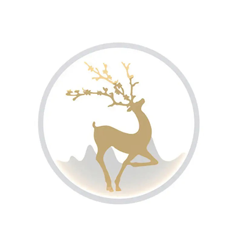 Nordic gold deer circle wall lamp – bedroom led fixture included