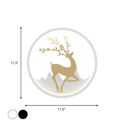Nordic gold deer circle wall lamp – bedroom led fixture included