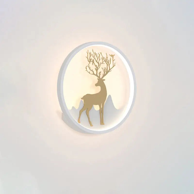 Nordic gold deer circle wall lamp – bedroom led fixture included