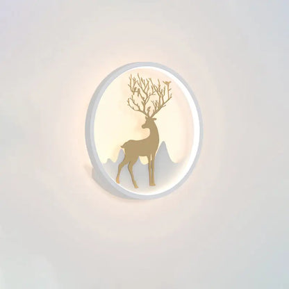 Nordic gold deer circle wall lamp – bedroom led fixture included
