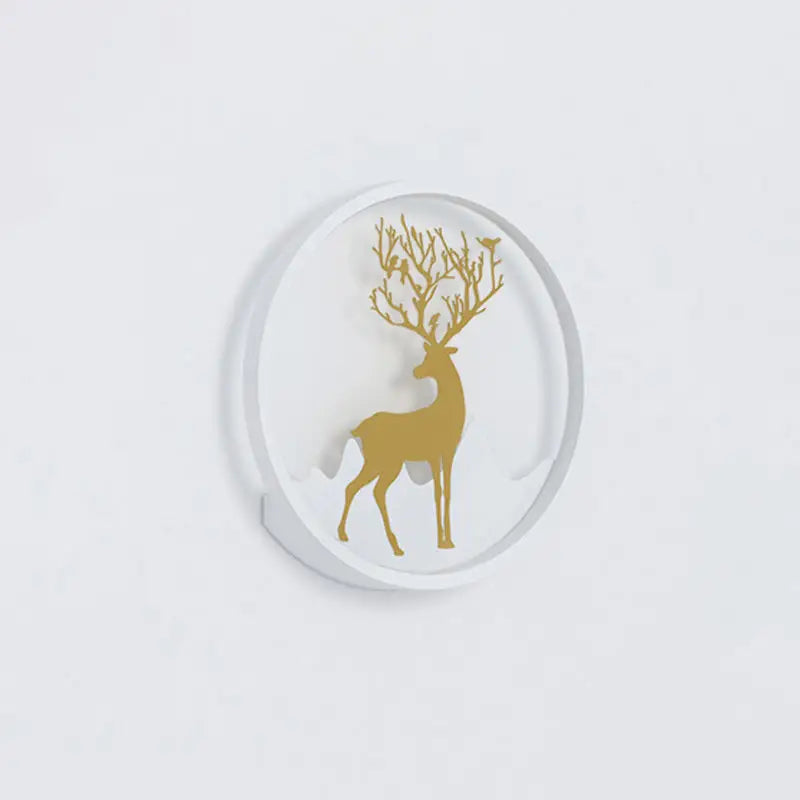 Nordic gold deer circle wall lamp – bedroom led fixture included