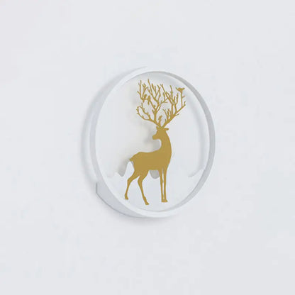 Nordic gold deer circle wall lamp – bedroom led fixture included