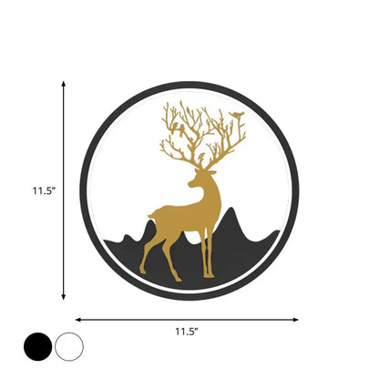 Nordic gold deer circle wall lamp – bedroom led fixture included