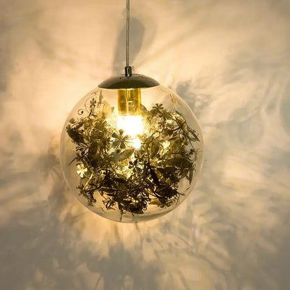 Nordic gold floral glass led pendant lamp for kitchen