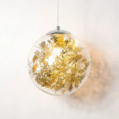 Nordic gold floral glass led pendant lamp for kitchen