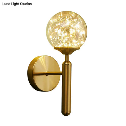 DecorBites™ Nordic Gold Glass Wall Sconce with LED Lighting and String Accent