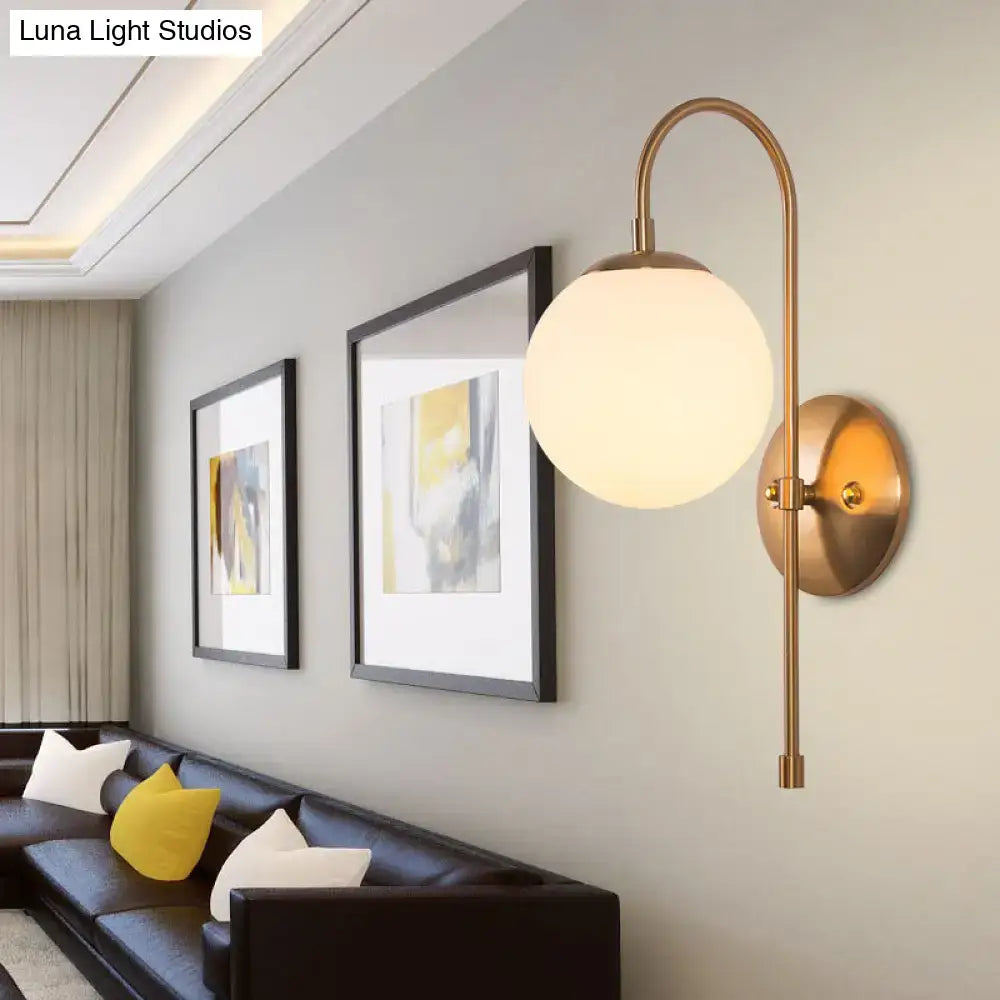 Nordic gold milky glass shade wall sconce living room led light