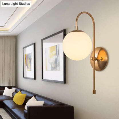 Nordic gold milky glass shade wall sconce living room led light